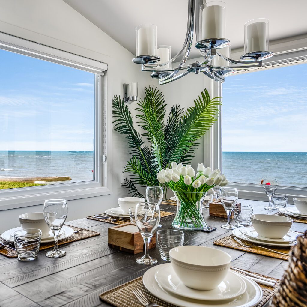 A dining room staged by short-term rental management company Dream BNB Hospitality.