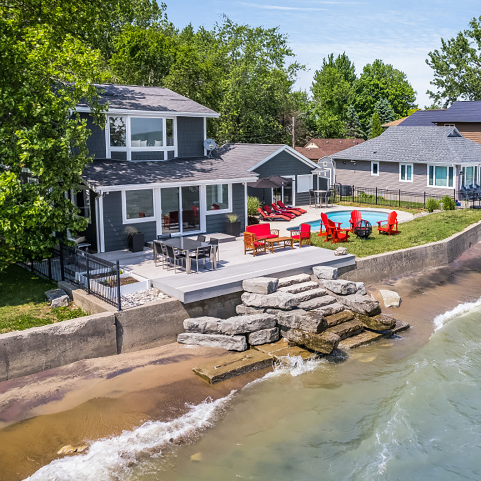 Beach access, private pool with sun loungers and firepit at a Dream BNB Hospitality luxury vacation rental.