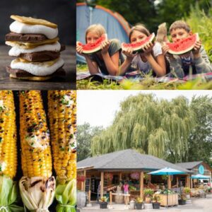 Favorite vacation snacks; s'mores, watermelon, corn on the cob.